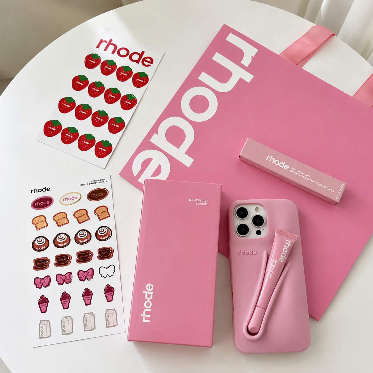 Rhode Ribbon iPhone 17 Pro Max 17 Pro 16 15 Case + Lipgloss & Gift Bag