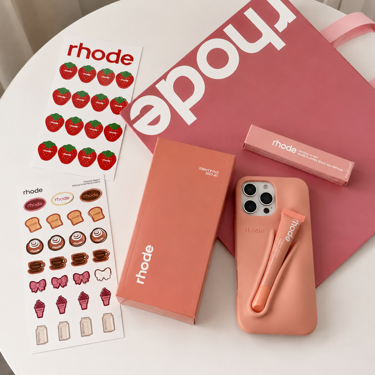 Rhode Orange iPhone 17 Pro Max 17 Pro 16 15 Case + Lipgloss & Gift Bag