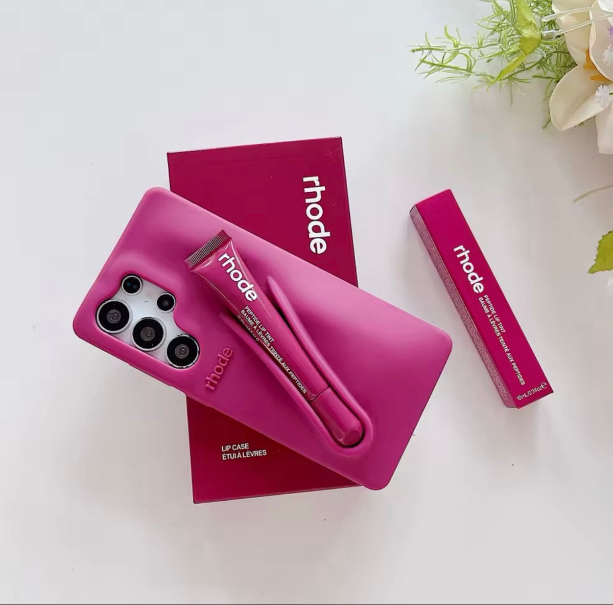 Rhode Phone Case Raspberry For Samsung with lipgloss
