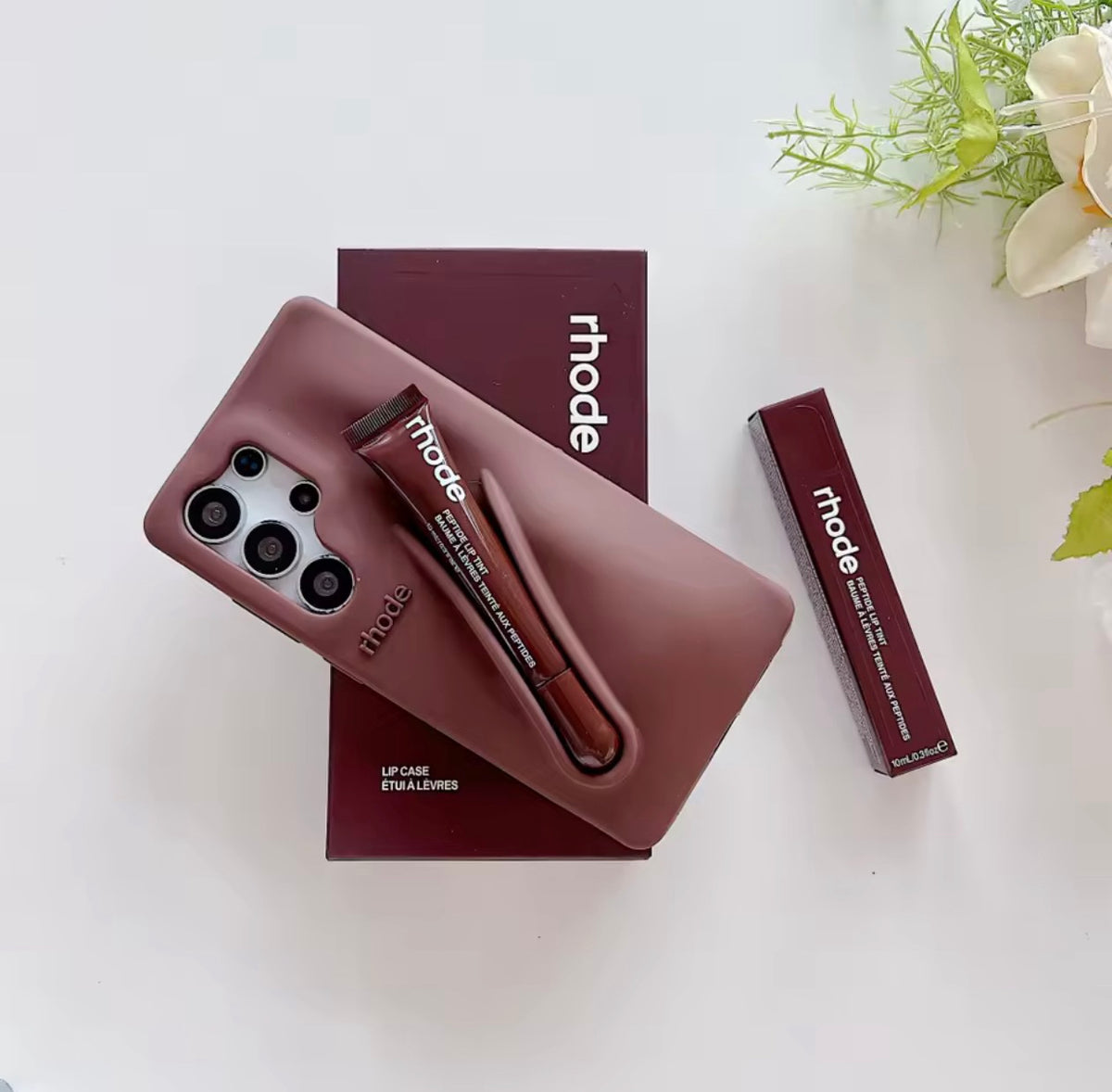 Rhode Phone Case Espresso For Samsung with lipgloss