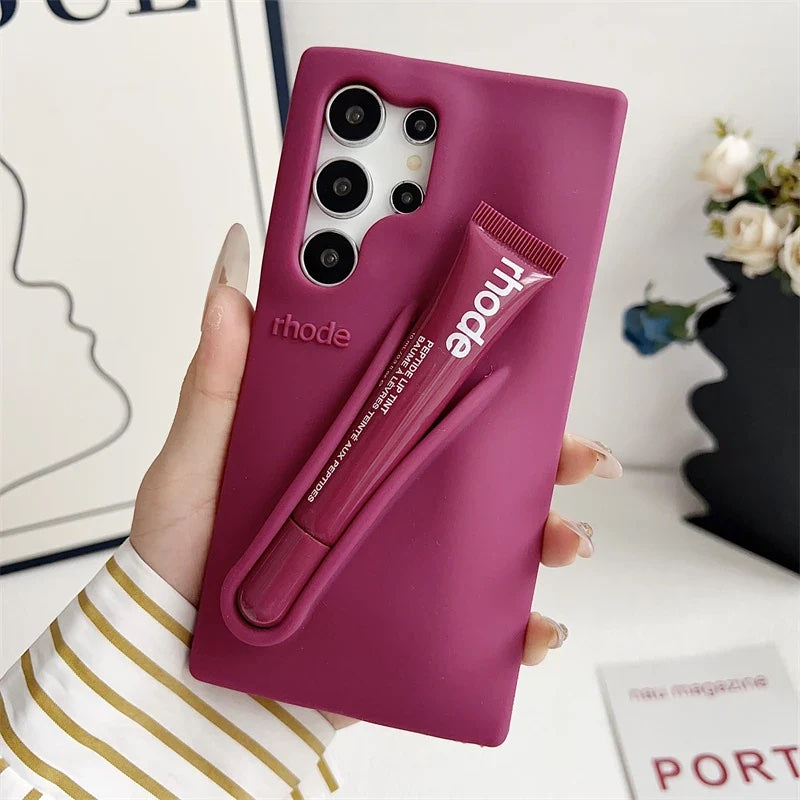 Rhode Phone Case Raspberry For Samsung with lipgloss