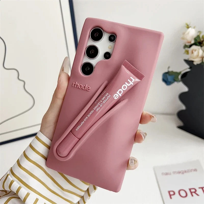 Rhode Phone Case Salty tan For Samsung with lipgloss