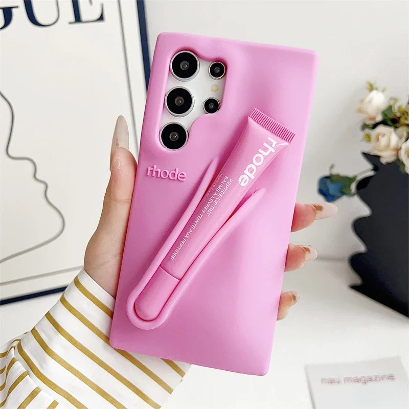 Rhode Phone Case Rose For Samsung with lipgloss