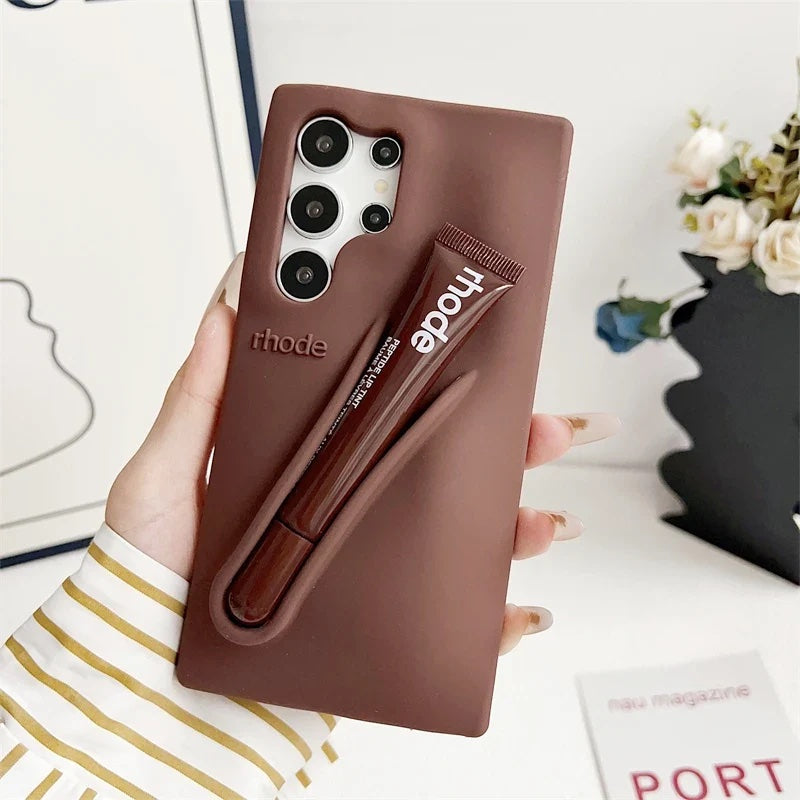 Rhode Phone Case Espresso For Samsung with lipgloss