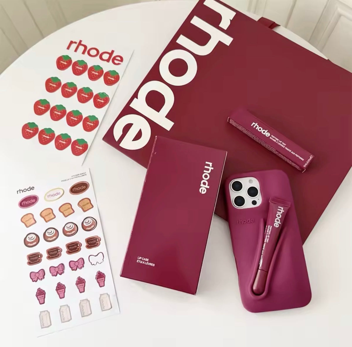Rhode Raspberry iPhone 17 Pro Max 17 Pro 16 15 Case + Lipgloss & Gift Bag