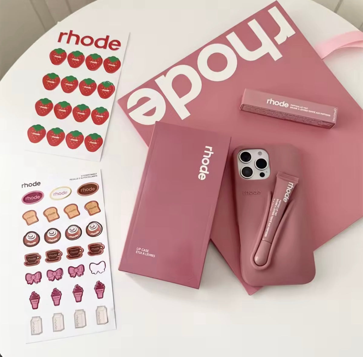 Rhode Lmage iPhone 17 Pro Max 17 Pro 16 15 Case + Lipgloss & Gift Bag